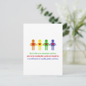 Een wereld van gelijkheid, rechtvaardigheid en lie briefkaart (Staand voorkant)