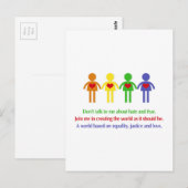 Een wereld van gelijkheid, rechtvaardigheid en lie briefkaart (Voorkant / Achterkant)