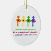 Een wereld van gelijkheid, rechtvaardigheid en lie keramisch ornament (Rechts)