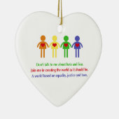 Een wereld van gelijkheid, rechtvaardigheid en lie keramisch ornament (Rechts)