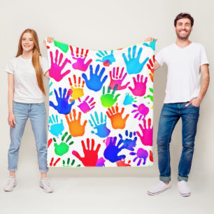 Een wereld van handen in kleur fleece deken