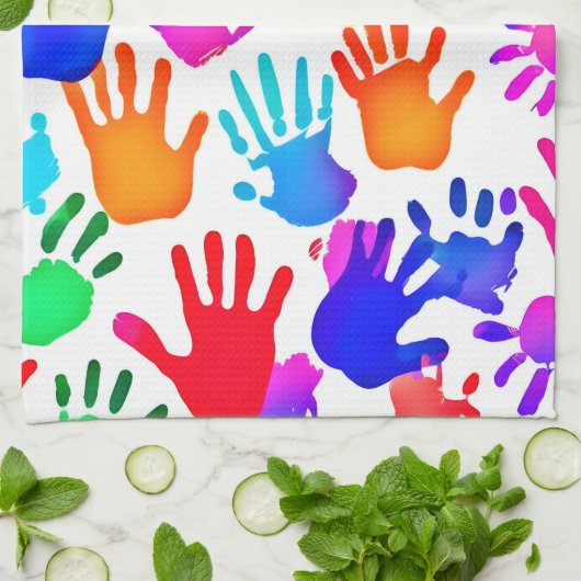 Een wereld van handen in kleur theedoek (Gevouwen)