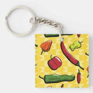 Een wereld van Spaanse peper Acrylische Sleutelhan Sleutelhanger
