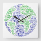 Een wereld van talen vierkante klok (Voorkant)