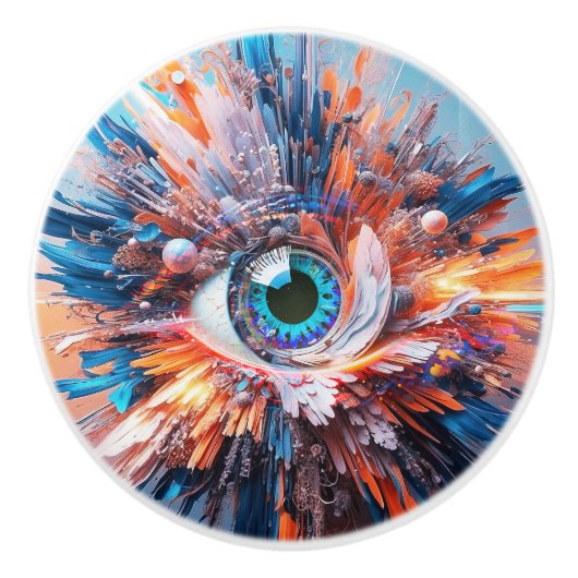 EEN WERELD VAN VERWONDERING BEGINT MET EEN BLAUWE  KERAMISCHE KNOP (Voorkant)