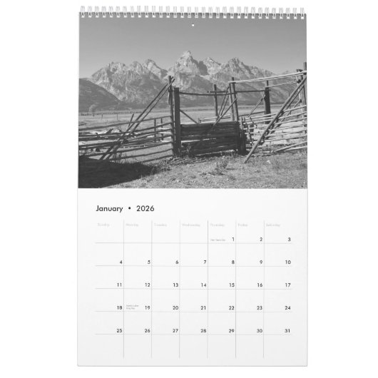 Een wereld van zwart en wit kalender (Jan 2026)
