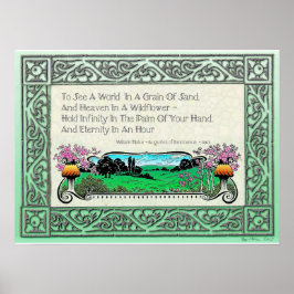 "Een wereld zien in een graan van zand" Poster