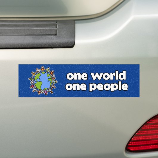 één wereldbumper 4 bumpersticker (Op auto)