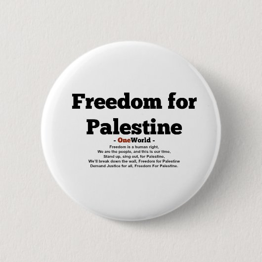 Eén wereldvrijheid voor Palestina Ronde Button 5,7 Cm (Voorkant)