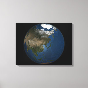 Een wereldwijd uitzicht over Azië met Arctisch ze Canvas Afdruk