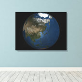 Een wereldwijd uitzicht over Azië met Arctisch zee Canvas Afdruk (Insitu (Houten vloer))