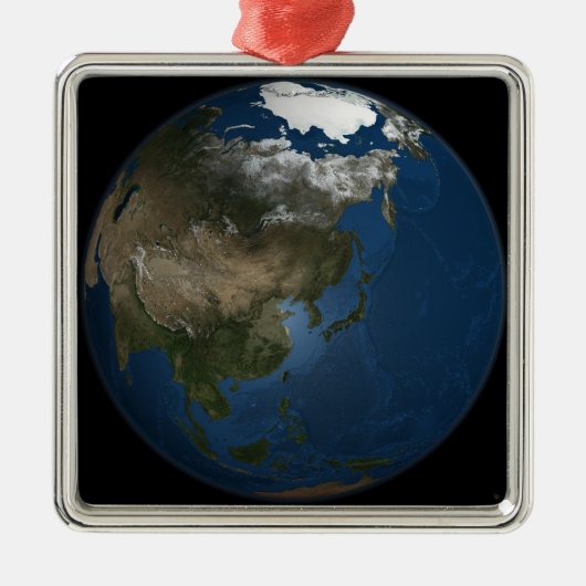 Een wereldwijd uitzicht over Azië met Arctisch zee Metalen Ornament (Voorkant)