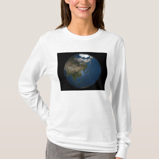 Een wereldwijd uitzicht over Azië met Arctisch zee T-shirt (Voorkant)