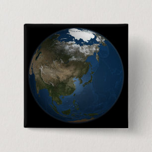 Een wereldwijd uitzicht over Azië met Arctisch zee Vierkante Button 5,1 Cm