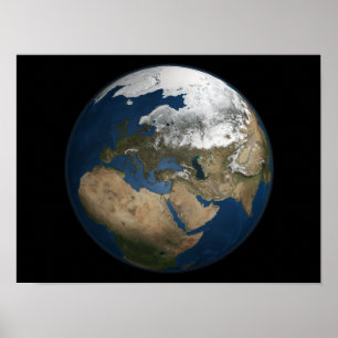 Een wereldwijd uitzicht over Europa en Scandinavië Poster