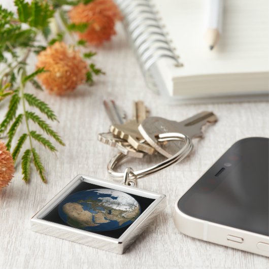 Een wereldwijd uitzicht over Europa en Scandinavië Sleutelhanger (Zijkant)