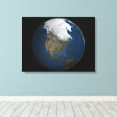 Een wereldwijd uitzicht over Noord-Amerika Canvas Afdruk (Insitu (Houten vloer))