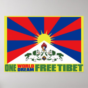 ÉÉN WERELDWIJDE DROOM VRIJE TIBET POSTER