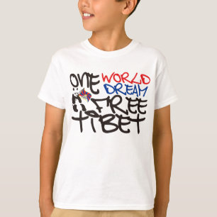 ÉÉN WERELDWIJDE DROOM VRIJE TIBET T-SHIRT