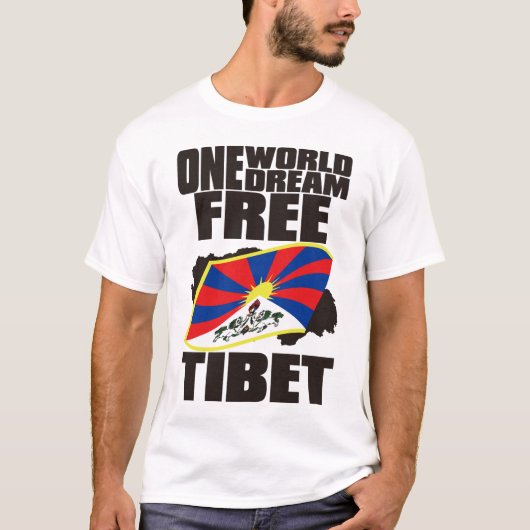 ÉÉN WERELDWIJDE DROOM VRIJE TIBET T-SHIRT (Voorkant)