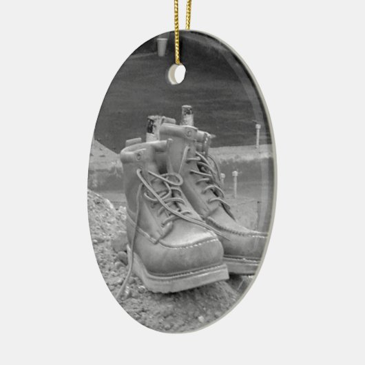 Een werklaarzen van het Man Keramisch Ornament (Links)