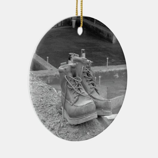 Een werklaarzen van het Man Keramisch Ornament (Rechts)