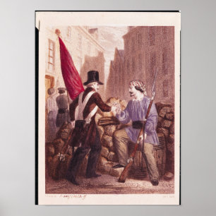 Een werknemer die zijn brood deelt met een student poster