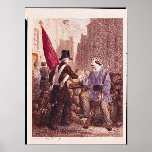 Een werknemer die zijn brood deelt met een student poster (Voorkant)