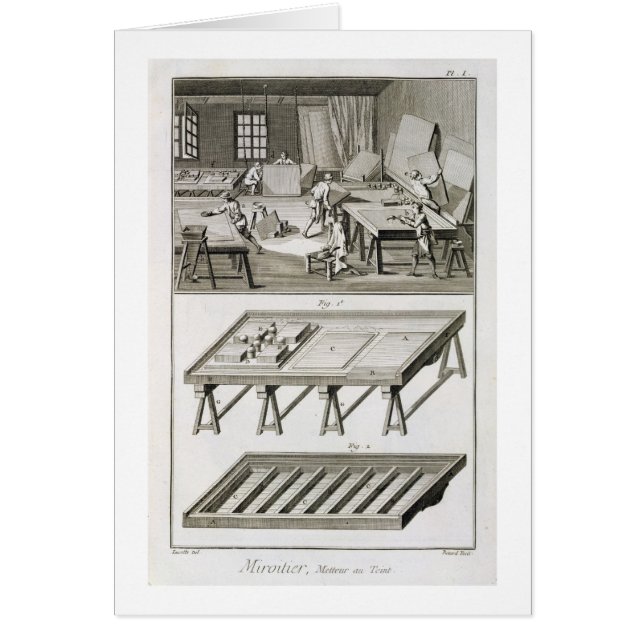 Een werkplaats en gereedschap van de spiegelmaker, (Voorkant)