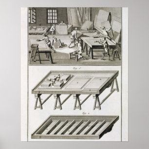 Een werkplaats en gereedschap van de spiegelmaker, poster