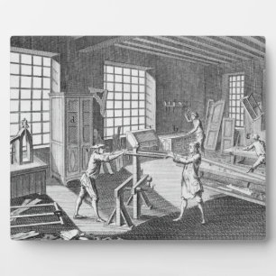 Een werkplaats van een kast, van de "Encyclopedie" Fotoplaat