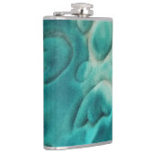 Een wervelend patroon in blauwgroen en lichtbeige heupfles (Rechts)