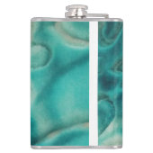 Een wervelend patroon in blauwgroen en lichtbeige heupfles (Achterkant)