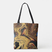 Een werveling van zwart, goud, koninklijk blauw en tote bag (Achterkant)