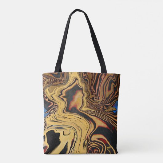 Een werveling van zwart, goud, koninklijk blauw en tote bag (Achterkant)