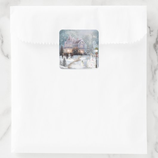 Een Western kerstfeest Vierkante Sticker (Tas)