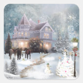 Een Western kerstfeest Vierkante Sticker (Voorkant)