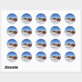 Een Westerne kerst - Paardenkerstslee Ronde Sticker (Vel)