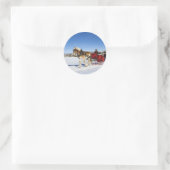 Een Westerne kerst - Paardenkerstslee Ronde Sticker (Tas)