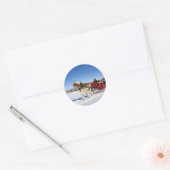Een Westerne kerst - Paardenkerstslee Ronde Sticker (Envelop)