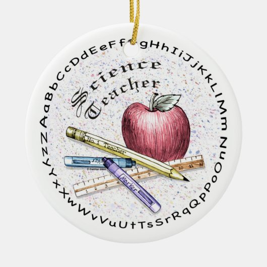 Een wetenschapsleraar keramisch ornament (Voorkant)