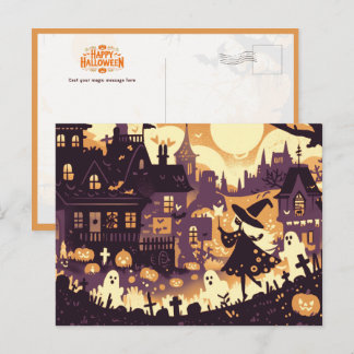 Een Whimsical Halloween Nacht met de Kleine Heks Briefkaart