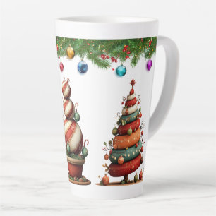 Een Whimsical Kerst Topiary Bomen Latte Mok