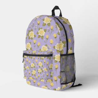 Een Whimsical Kleine Gele En Witte Rozen Bedrukte Rugzak