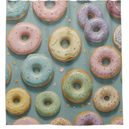 Een Whimsicale Pastelkleurige Donut Droom Douchegordijn