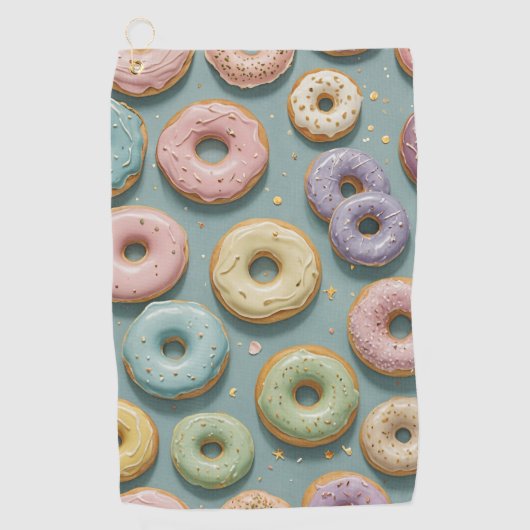 Een Whimsicale Pastelkleurige Donut Droom Golfhanddoek (Voorkant)