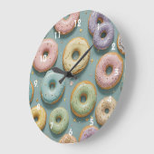 Een Whimsicale Pastelkleurige Donut Droom Grote Klok (Hoek)