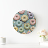 Een Whimsicale Pastelkleurige Donut Droom Grote Klok (Huis)