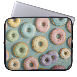 Een Whimsicale Pastelkleurige Donut Droom Laptop Sleeve