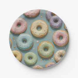 Een Whimsicale Pastelkleurige Donut Droom Papieren Bordje